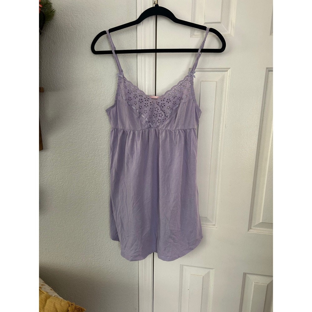 Victorias Secret Lavender Eyelet Lace Chemise Nightgown Purple Small S/P Bows